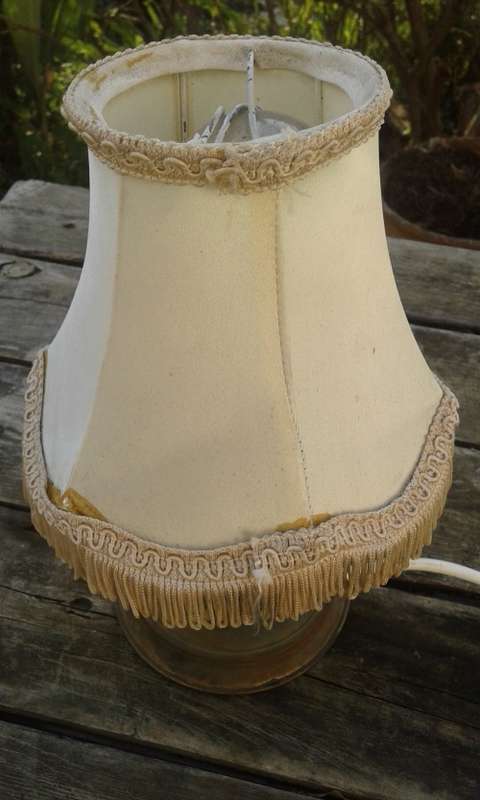 Vintage Dutch Delft Porcelain And Brass Lamp With Vintage Shade Working 28cm height
