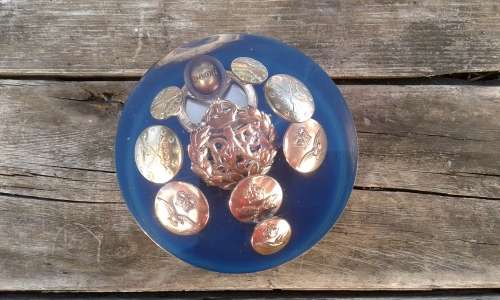 RAF Moth Royal Airforce Brass Button And Hat Cap Badge Resin Paper Weight WWII