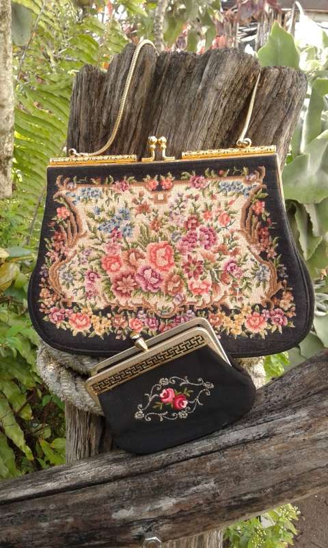 Vintage Austrian Petit Point Handbag Bag And Money Purse In Mint Condition
