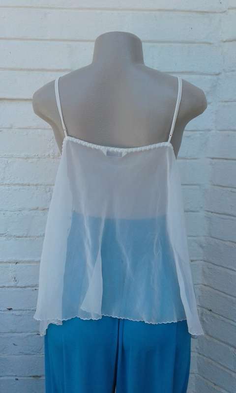 La Senza Lingerie Italian White Chiffon Flower Border Camisole Vest UK Size 10