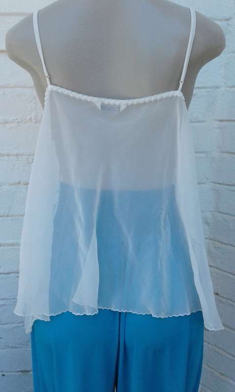La Senza Lingerie Italian White Chiffon Flower Border Camisole Vest UK Size 10