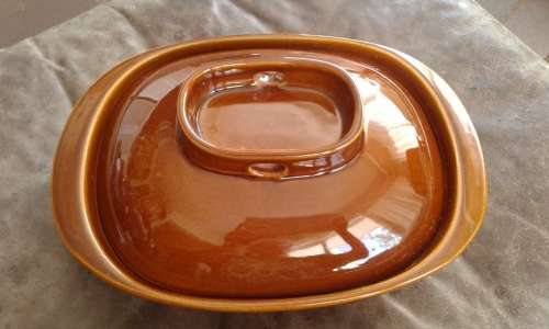 Vintage Large Brown Glazed G.C Ware Stoneware Casserole Cassoulet Bowl With Lid Made In RSA
