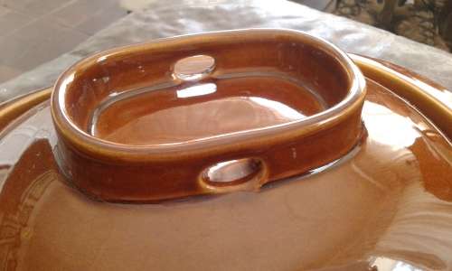 Vintage Large Brown Glazed G.C Ware Stoneware Casserole Cassoulet Bowl With Lid Made In RSA