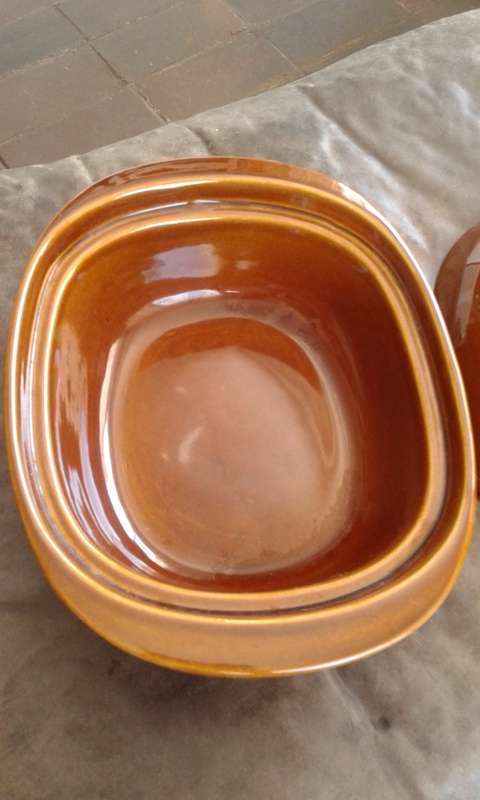 Vintage Large Brown Glazed G.C Ware Stoneware Casserole Cassoulet Bowl With Lid Made In RSA