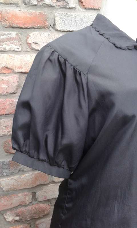 Black 1970s Vintage Puff Sleeve Blouse By Jet Size 12