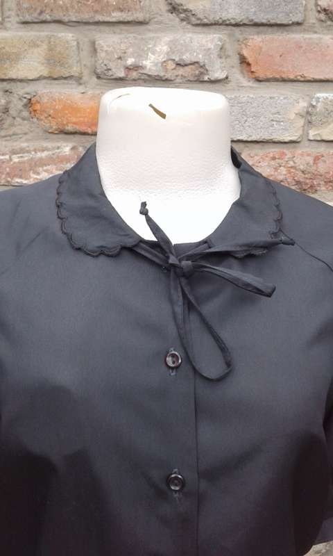 Black 1970s Vintage Puff Sleeve Blouse By Jet Size 12