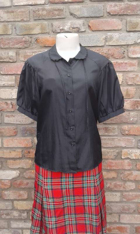 Black 1970s Vintage Puff Sleeve Blouse By Jet Size 12