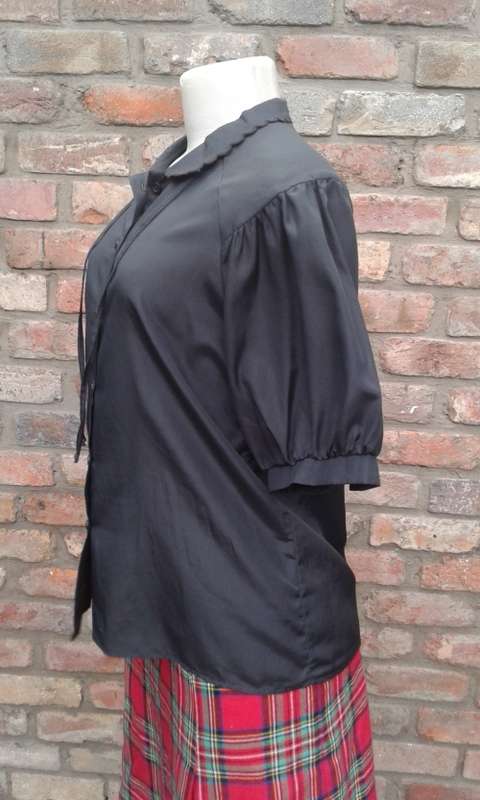 Black 1970s Vintage Puff Sleeve Blouse By Jet Size 12