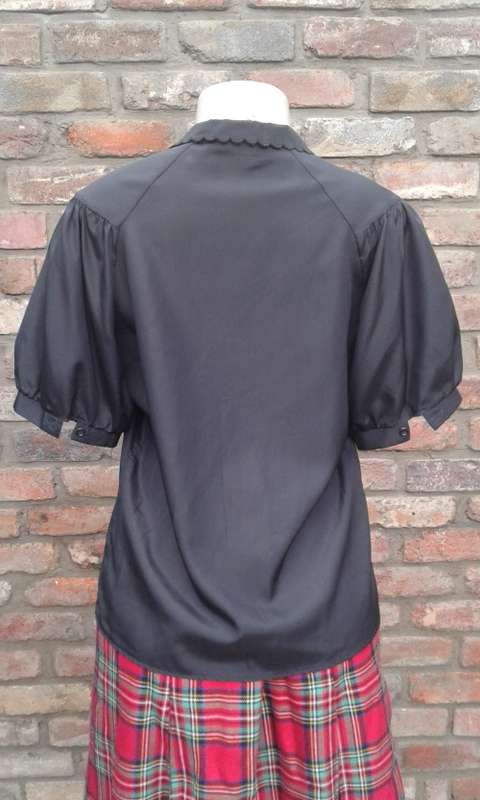 Black 1970s Vintage Puff Sleeve Blouse By Jet Size 12
