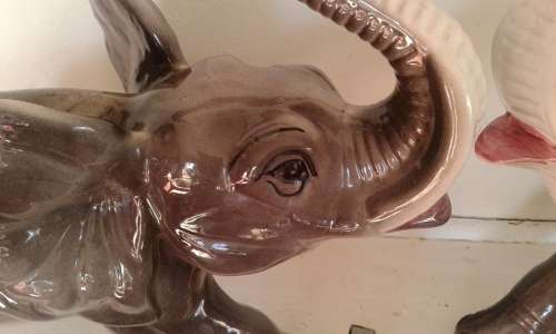 Vintage Set 4 Porcelain Elephant Figurines Ornaments 2 Large 2 Medium Sized