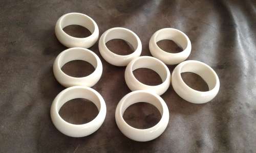 Set Of 8 Mid Century Modern White Napkin Serviette Rings 1950s