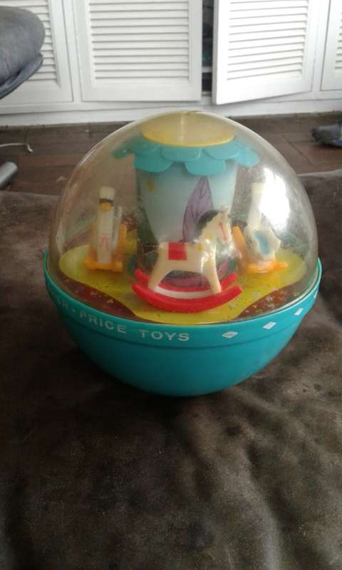 Vintage 1966 Roly Poly Chime Music Ball Fisher Price Infant Toy Swan And Horse