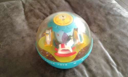 Vintage 1966 Roly Poly Chime Music Ball Fisher Price Infant Toy Swan And Horse