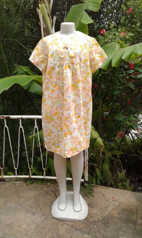 Vintage Original 1960s Modelia Orange Lime Green Flower Power Maternity Dress Size 12 to 14