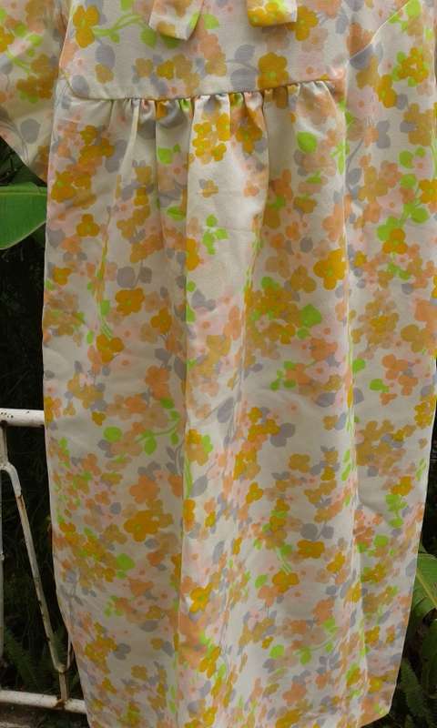Vintage Original 1960s Modelia Orange Lime Green Flower Power Maternity Dress Size 12 to 14