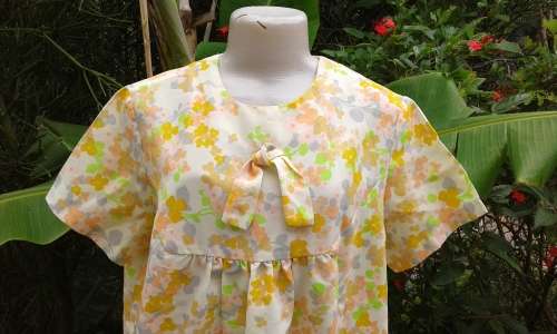 Vintage Original 1960s Modelia Orange Lime Green Flower Power Maternity Dress Size 12 to 14