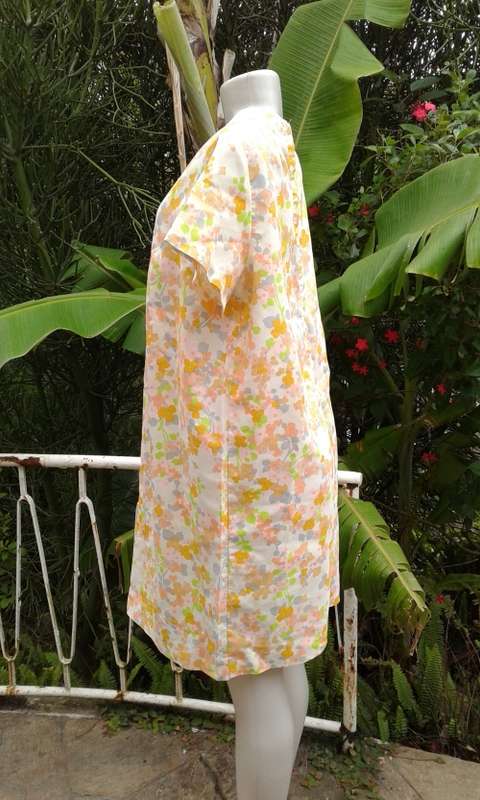 Vintage Original 1960s Modelia Orange Lime Green Flower Power Maternity Dress Size 12 to 14