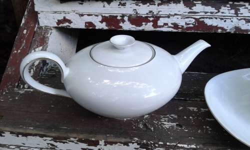 Vintage KPM Krister Germany Classic White 1950s Retro Dinner Service And Tea Pot