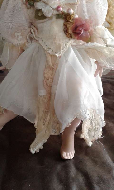 Vintage Large Beautiful Porcelain Fairy Doll With Wings And Stand 45cm