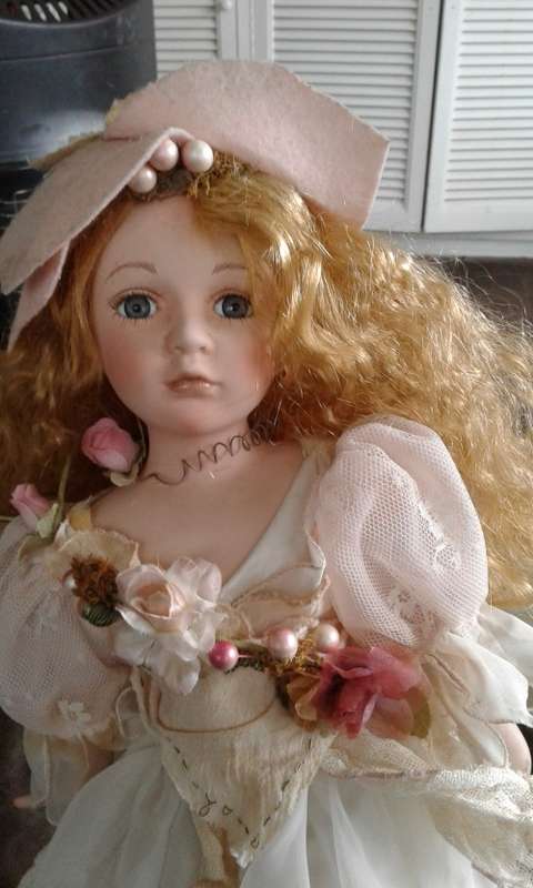 Vintage Large Beautiful Porcelain Fairy Doll With Wings And Stand 45cm