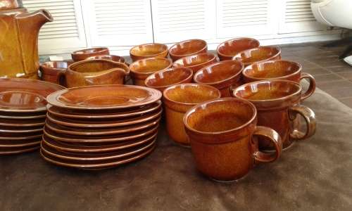 Large Drostdy Ware Retro Stonecraft Coffee Or Tea Set 15 Cups Saucers Coffee Pot Milk Jug