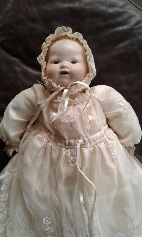 Vintage Bisque Doll Dream Baby Armand Marseille AM Germany Cloth Body Bisque Hands Original Dress