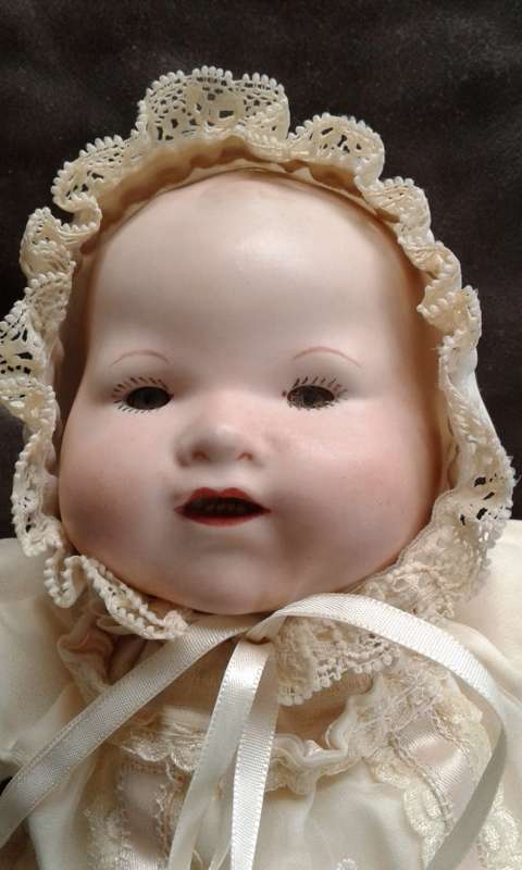 Vintage Bisque Doll Dream Baby Armand Marseille AM Germany Cloth Body Bisque Hands Original Dress