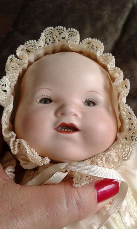 Vintage Bisque Doll Dream Baby Armand Marseille AM Germany Cloth Body Bisque Hands Original Dress