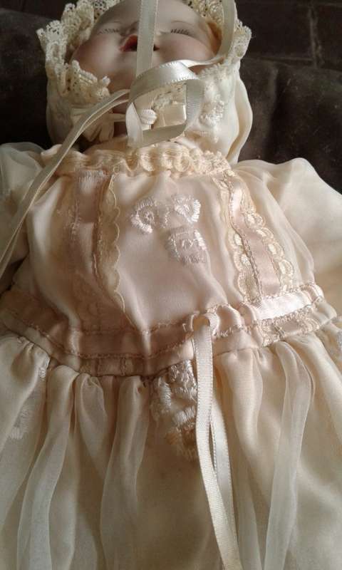 Vintage Bisque Doll Dream Baby Armand Marseille AM Germany Cloth Body Bisque Hands Original Dress