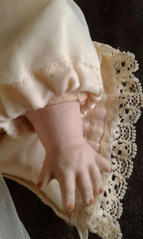 Vintage Bisque Doll Dream Baby Armand Marseille AM Germany Cloth Body Bisque Hands Original Dress