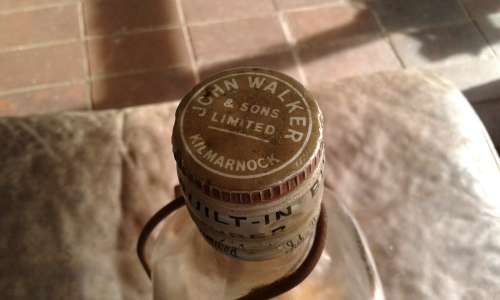 Rare Vintage 1 Gallon Johnny Walker 1960s Bottle With Built In Pourer Wooden Stand Original Lid