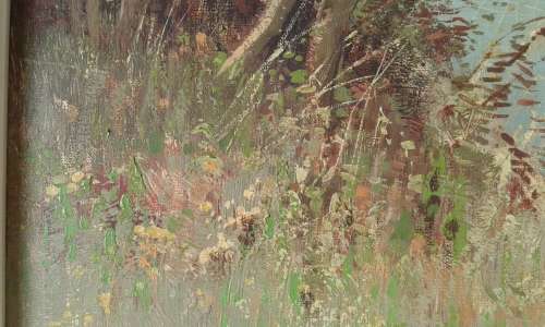 Landscape Lake Oil Painting By Well Known Dutch Painter Peter Cox In Mid Century Frame Marked