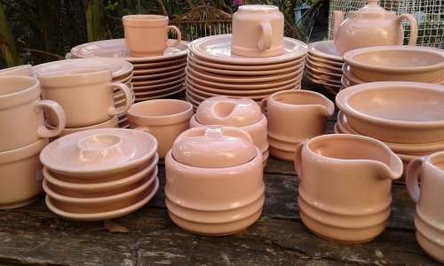 Vintage Drostdy Ware Stonecraft Light Pink Dinner And Coffee Set 62 Pieces