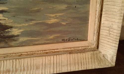 Vintage Large Ship Sailboat Nautical Framed Print Mid Century Modern
