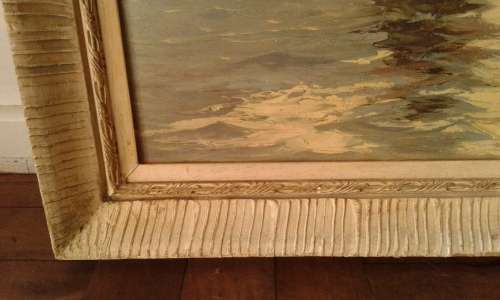 Vintage Large Ship Sailboat Nautical Framed Print Mid Century Modern