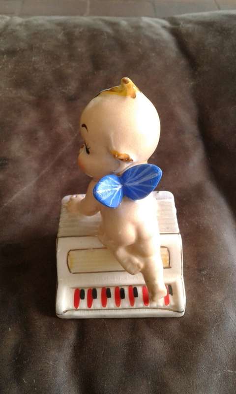 Art Deco Porcelain Baby Doll Angel Accordion Piano Figurine