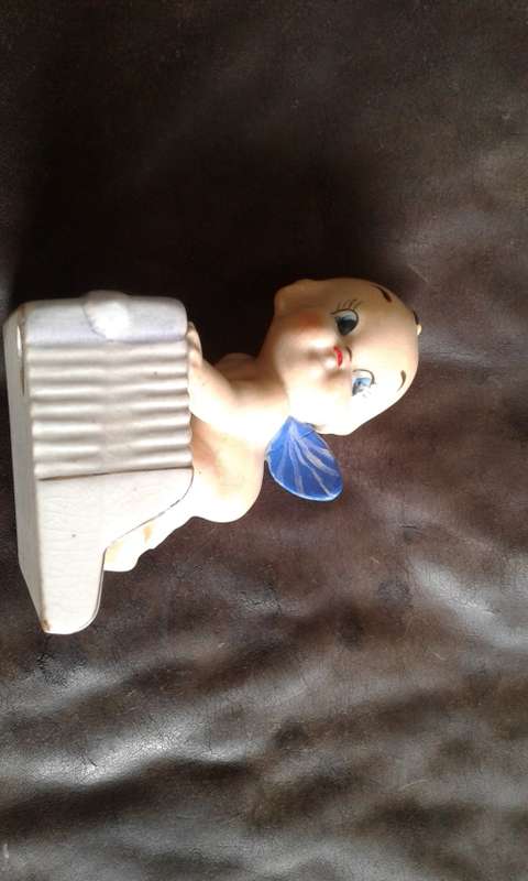 Art Deco Porcelain Baby Doll Angel Accordion Piano Figurine