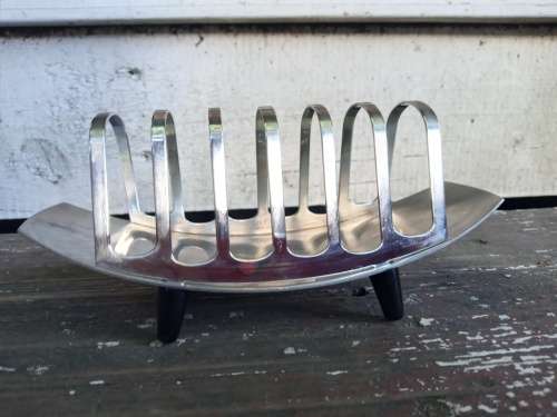 Vintage MCM Aloe Stainless Steel Toast Rack With Bakelite Feet Mid Century Modern Excellent conditio