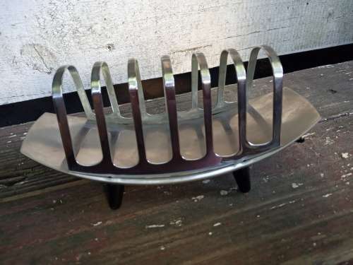 Vintage MCM Aloe Stainless Steel Toast Rack With Bakelite Feet Mid Century Modern Excellent conditio