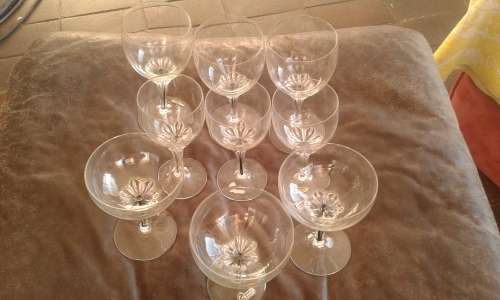 Vintage Belfor Bohemia 9 Exquisite Czechoslovakia Crystal Mouth Blown Hand Cut Glasses