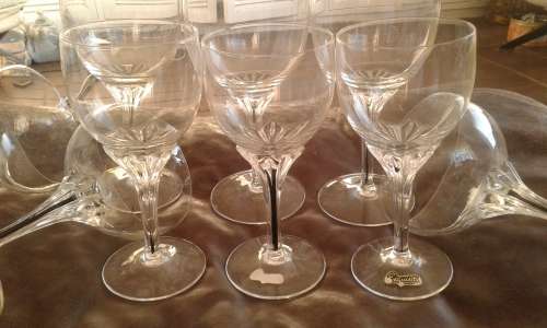 Vintage Belfor Bohemia 9 Exquisite Czechoslovakia Crystal Mouth Blown Hand Cut Glasses