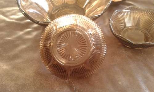 Vintage Anchor Nicking Spicy Brown 8 Pieces Glass Bowls Berry Set Made In USA Original Box