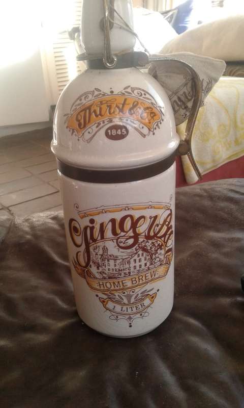 Vintage Thirst And CoLe Mother Earth Pottery 1 Liter Stoneware Ceramic Ginger Beer Home Brew Botttle