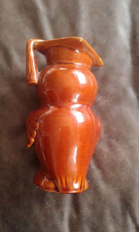 Vintage Ceramic Scholar Owl Money Bank Piggy Bank Movable Eyes England