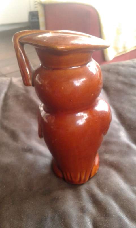 Vintage Ceramic Scholar Owl Money Bank Piggy Bank Movable Eyes England
