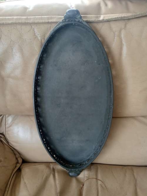 Exquisite Large Antique Heavy Oval Art Nouveau Pewter Serving Tray  47.5cm x 22.5cm