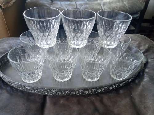 12 Vintage Vereco France Clear Diamond Retro Juice Glasses