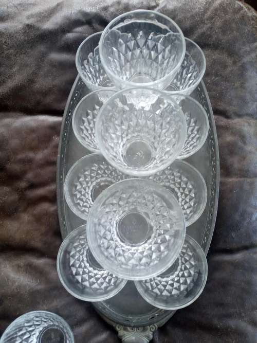 12 Vintage Vereco France Clear Diamond Retro Juice Glasses