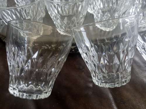 12 Vintage Vereco France Clear Diamond Retro Juice Glasses