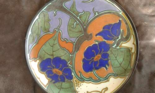 Large Rare Art Deco 1920s Schoonhoven Pottery Holland Handpainted Wall Plate Marked Signed